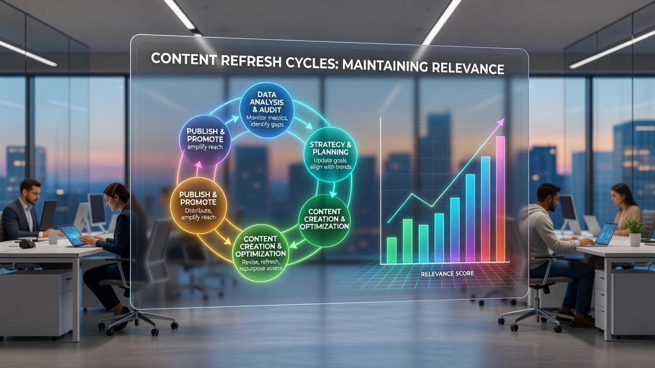 Mid-article view of refresh cycle metrics including traffic growth charts and update frequency data